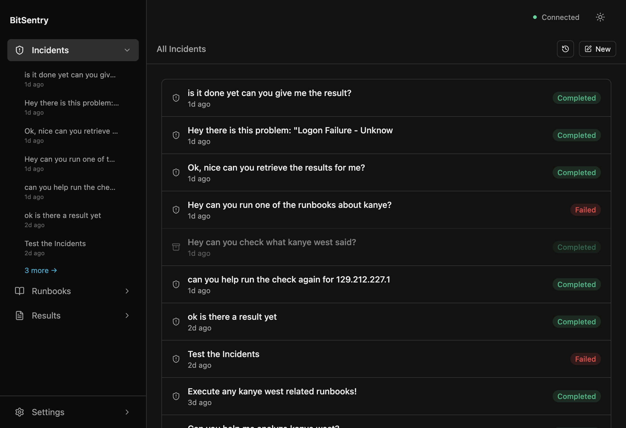 BitSentry Dashboard showing root cause analysis results